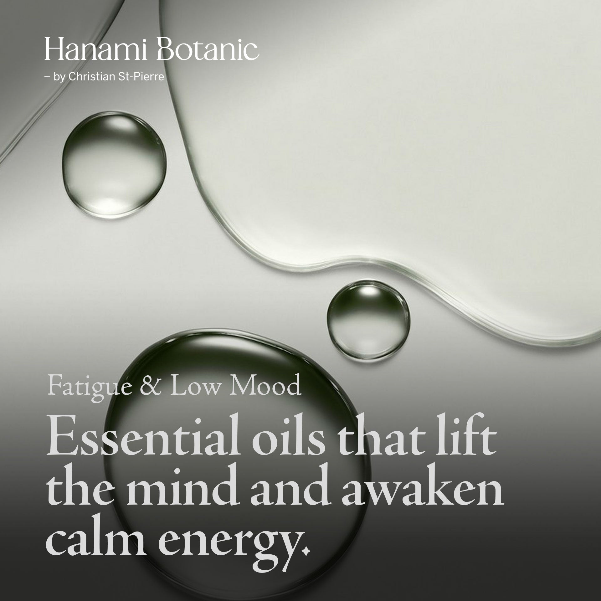 Selection of essential oil bottles on a calm background, symbolizing gentle support for fatigue and low mood.