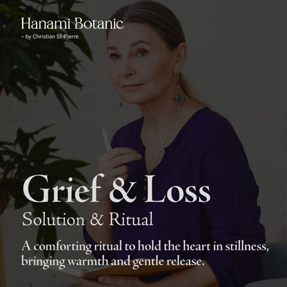 Comforting botanical bath ritual for grief and emotional healing — a tender floral blend that soothes the heart.