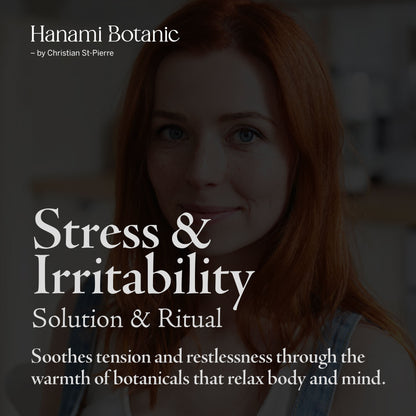 Balancing botanical bath ritual to calm stress and irritability — soothing blend that restores peace of mind.
