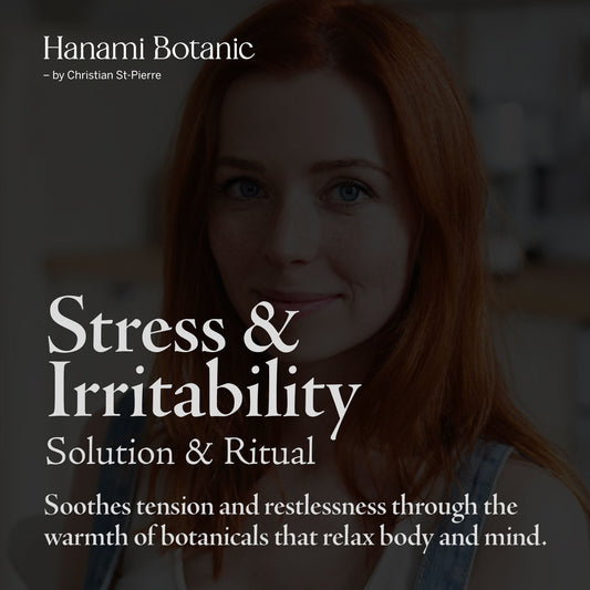 Balancing botanical bath ritual to calm stress and irritability — soothing blend that restores peace of mind.