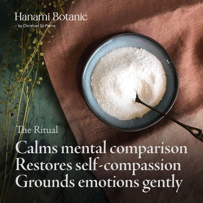 Balancing botanical bath salts with Dead Sea minerals and essential oils to reduce jealousy, soothe emotional tension, and restore inner calm.