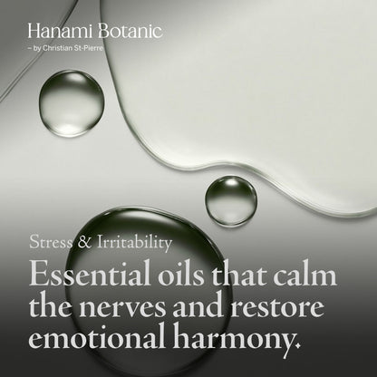 Blend of True Lavender, Bergamot, Rose Geranium, Vetiver, and Sweet Orange essential oils — natural aromatherapy to relieve stress, soothe irritability, and bring emotional balance.